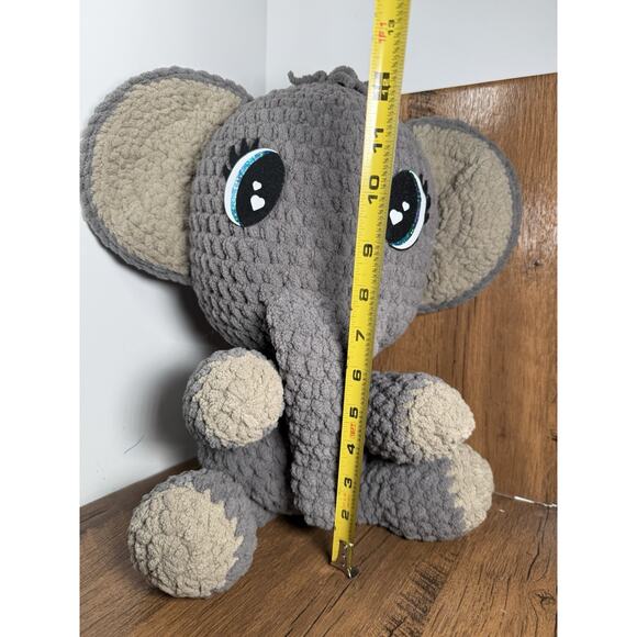 Adorable Handmade Elephant Crocheted Stuffed Animal All Plush Toy 16” - Picture 2 of 6